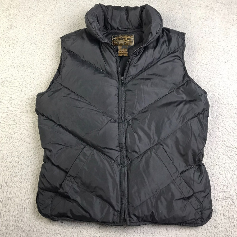 Eddie Bauer Vest Womens S Black Premium Goose Down Fill‎ Insulated Puffer Jacket